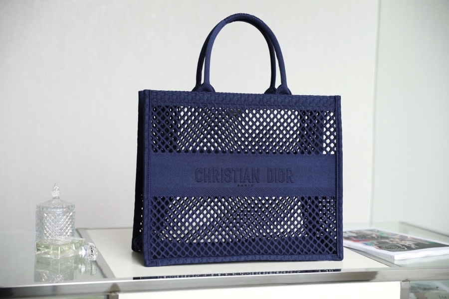 Dior Book Tote 7 Star
 Handbags Tote Bags Blue Embroidery Cotton Fabric