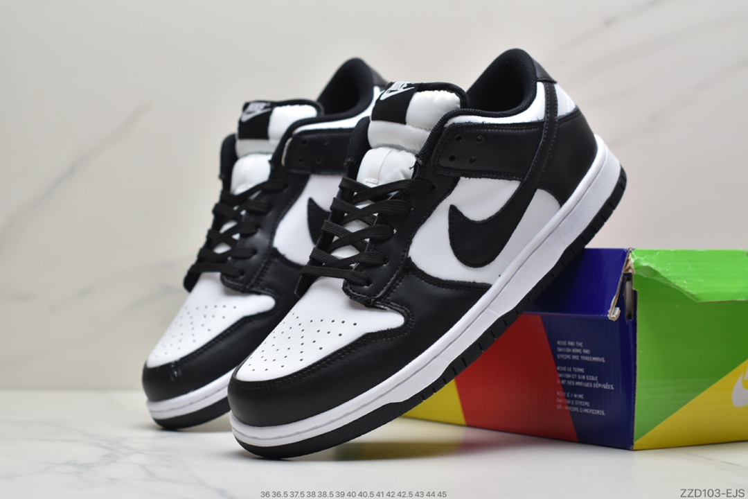 250 耐克DunkNike SB Dunk Low Retro”White/Black”扣篮系列低帮休闲运动滑板板鞋“皮革黑白熊猫” DD1391-100