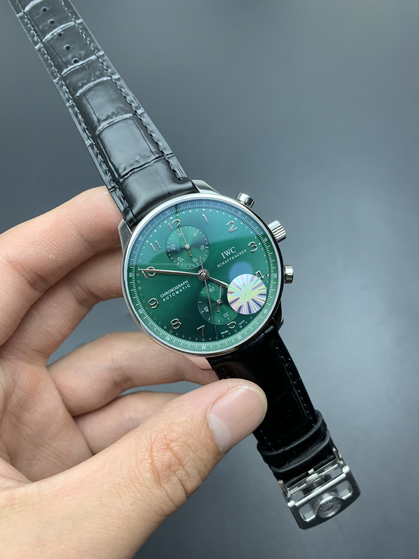 NO:944478,Yl green face Portuguese plan shipped real shots!  ,19860909Yl绿面葡计 出货实拍！,,Watch