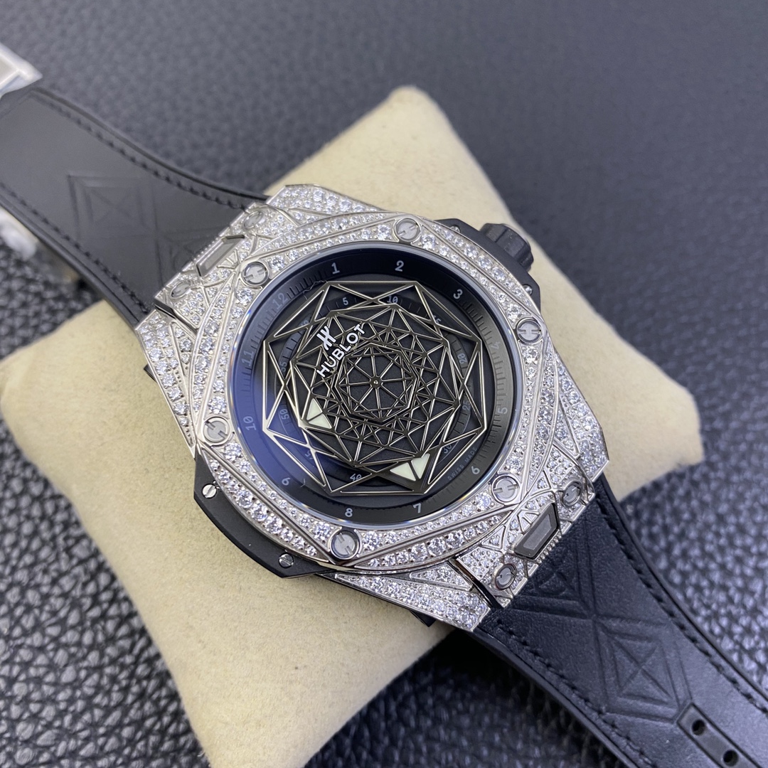 [HUBLOT Watches]WWF Hublot Big Bang Series Tattoo Diamond Watch Case: Size 45m