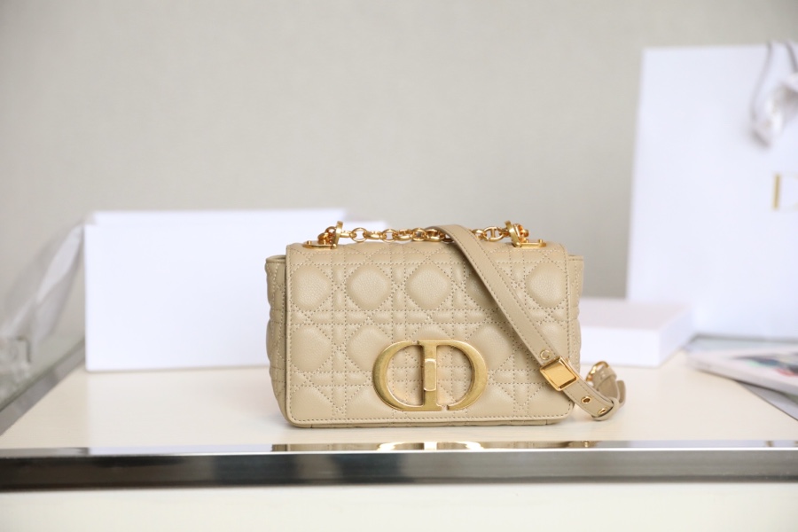 Buy 1:1
 Dior Caro Bags Handbags Apricot Color Gold Embroidery Vintage Cowhide