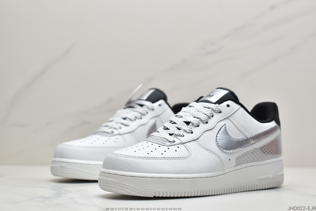 190 3M公司 x Nike Air Force 1’07”White/Black/Silver 3M ”空军一号经典低帮百搭休闲运动板鞋“皮革白黑银蜂巢格3M”CT2299-100