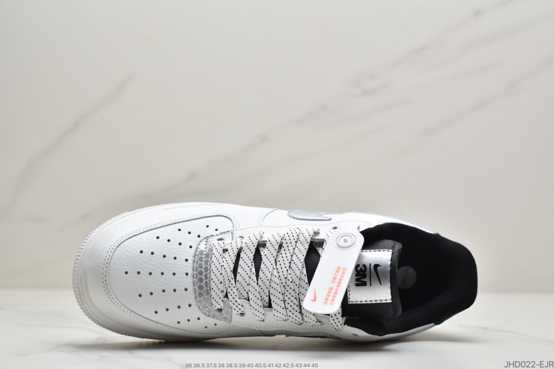 190 3M公司 x Nike Air Force 1’07”White/Black/Silver 3M ”空军一号经典低帮百搭休闲运动板鞋“皮革白黑银蜂巢格3M”CT2299-100