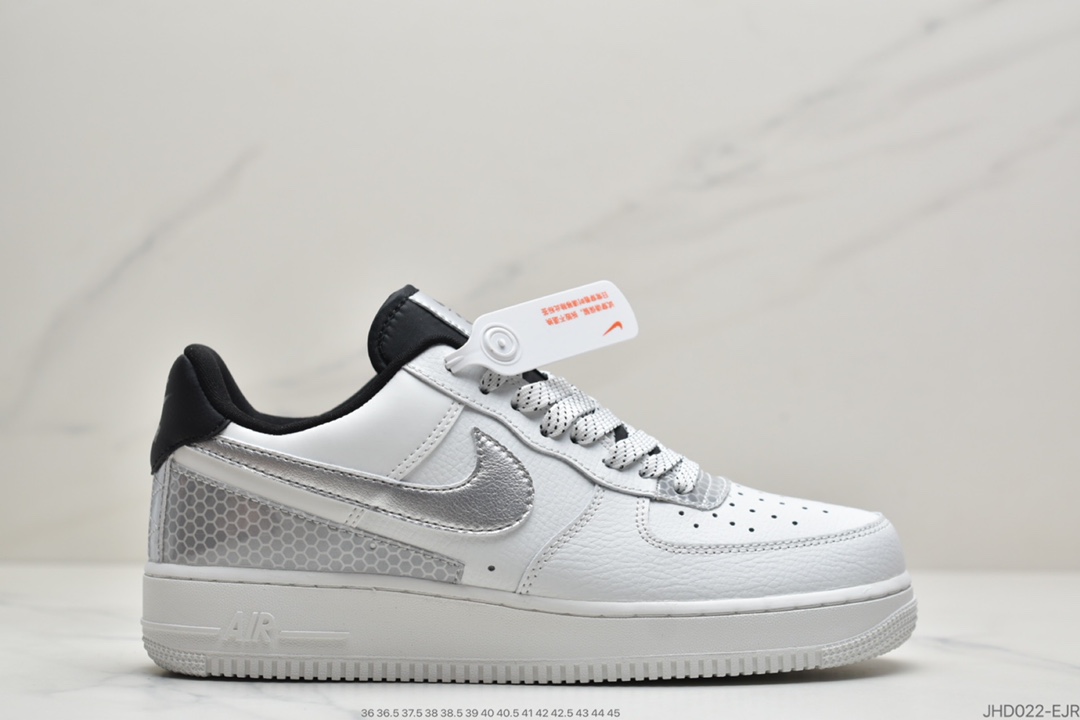 190 3M公司 x Nike Air Force 1’07”White/Black/Silver 3M ”空军一号经典低帮百搭休闲运动板鞋“皮革白黑银蜂巢格3M”CT2299-100