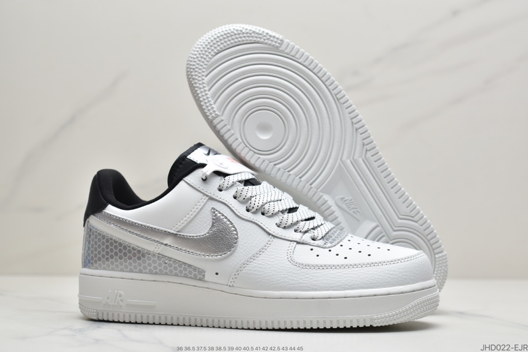 190 3M公司 x Nike Air Force 1’07”White/Black/Silver 3M ”空军一号经典低帮百搭休闲运动板鞋“皮革白黑银蜂巢格3M”CT2299-100