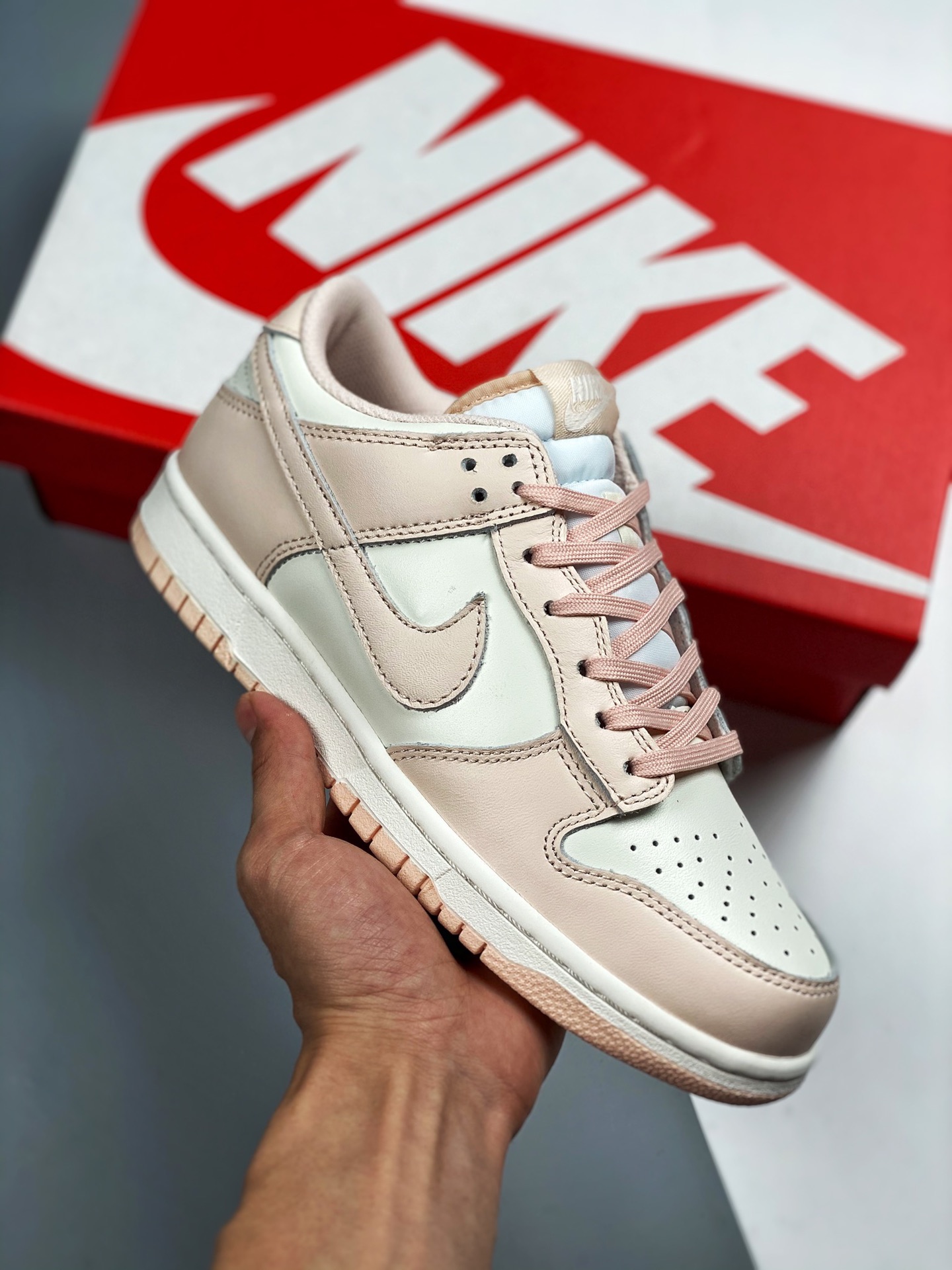 NK Dunk Low "Orange Pearl" color rosa flor de cerezo, fotos reales del envío, primer lanzamiento, calidad de nivel de e…