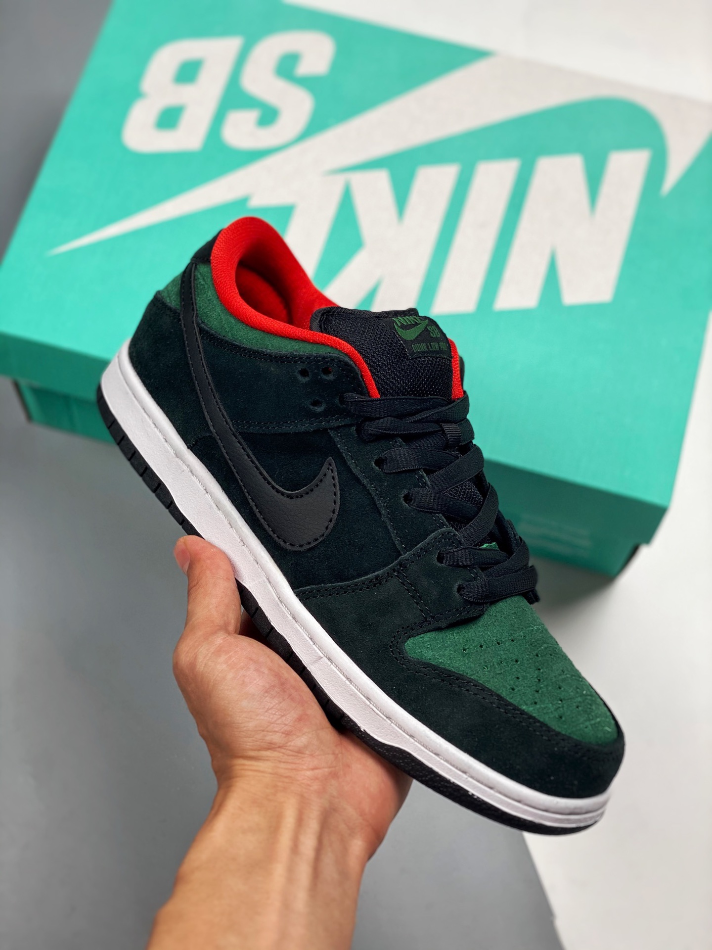 Nk Dunk SB Low pro "Reptile" negro-verde color sincronizado, fotos reales de envío en primer lanzamiento, calidad de ni…