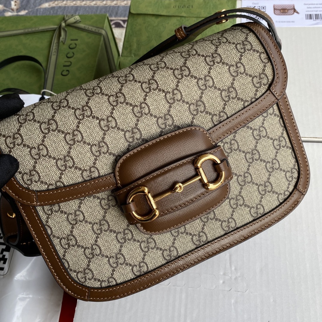 原厂皮配置全套包装三亚免税店礼袋Gucc”1955HorsebitBag!经典的马衔扣+Monogram