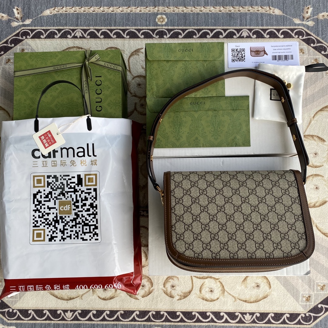 原厂皮配置全套包装三亚免税店礼袋Gucc”1955HorsebitBag!经典的马衔扣+Monogram