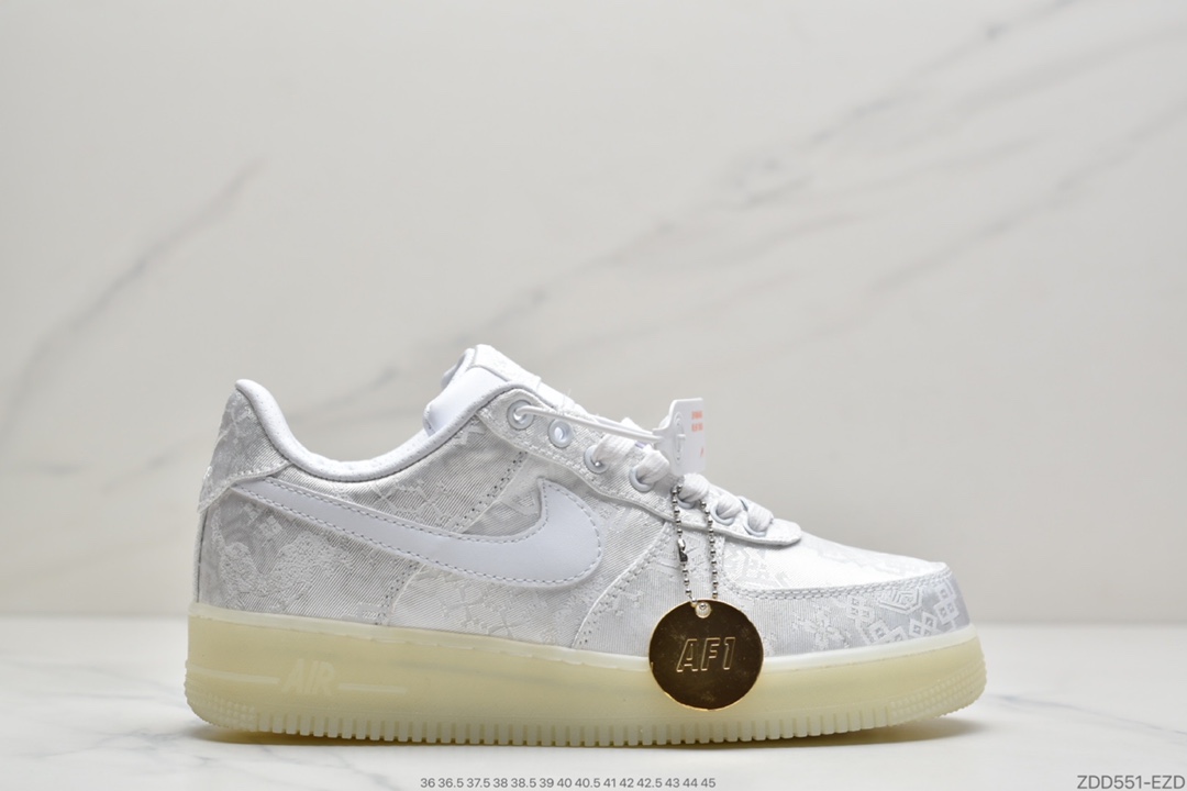 240 Fragment Design x Nike Air Force 1 Premium”Game Black”空军一号经典低帮百搭休闲运动板鞋“白丝绸+闪电”AO9286-100