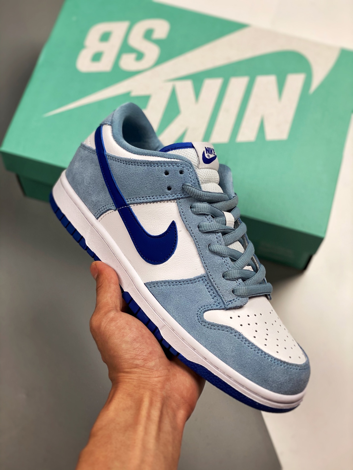 Nk Dunk SB Low pro gris-azul color sincronizado, fotos reales de envío en primer lanzamiento, calidad de nivel de empre…