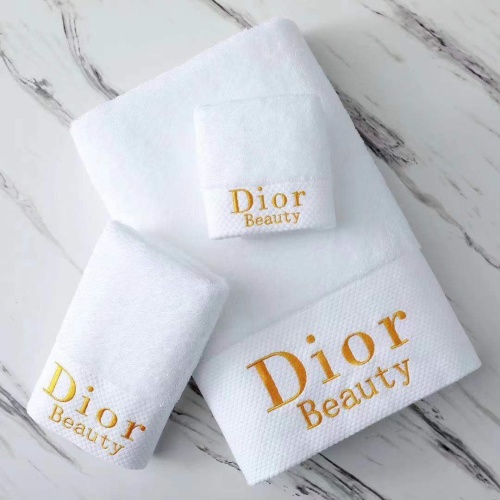 Dior Beauty Towel Set: Luxurious Bath, Hand, and Face Towels - Gold Embroidery 1 Dior Beauty Towel Set: Luxurious Bath, Hand, and Face Towels - Gold Embroidery