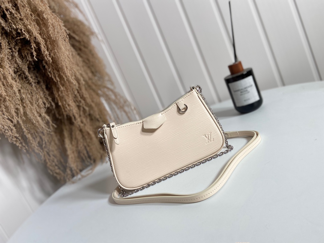 Louis Vuitton LV Easy Pouch On Strap Handbags Clutches & Pouch Bags Beige White Epi Chains M80471