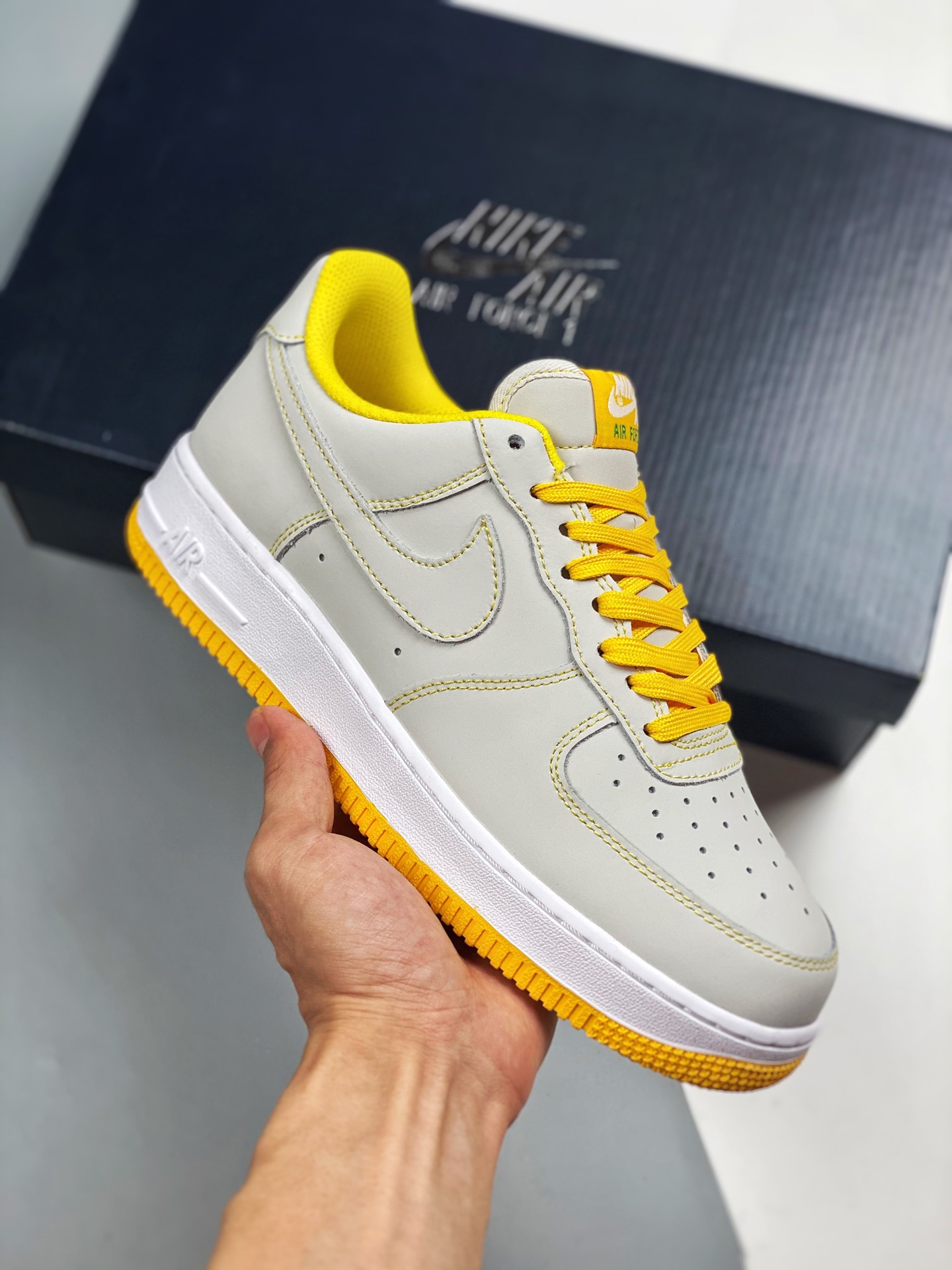 Air Force 1 '07 amarillo y verde (edición especial), horma original y cartón original, auténtico estilo Air Force, enfo…