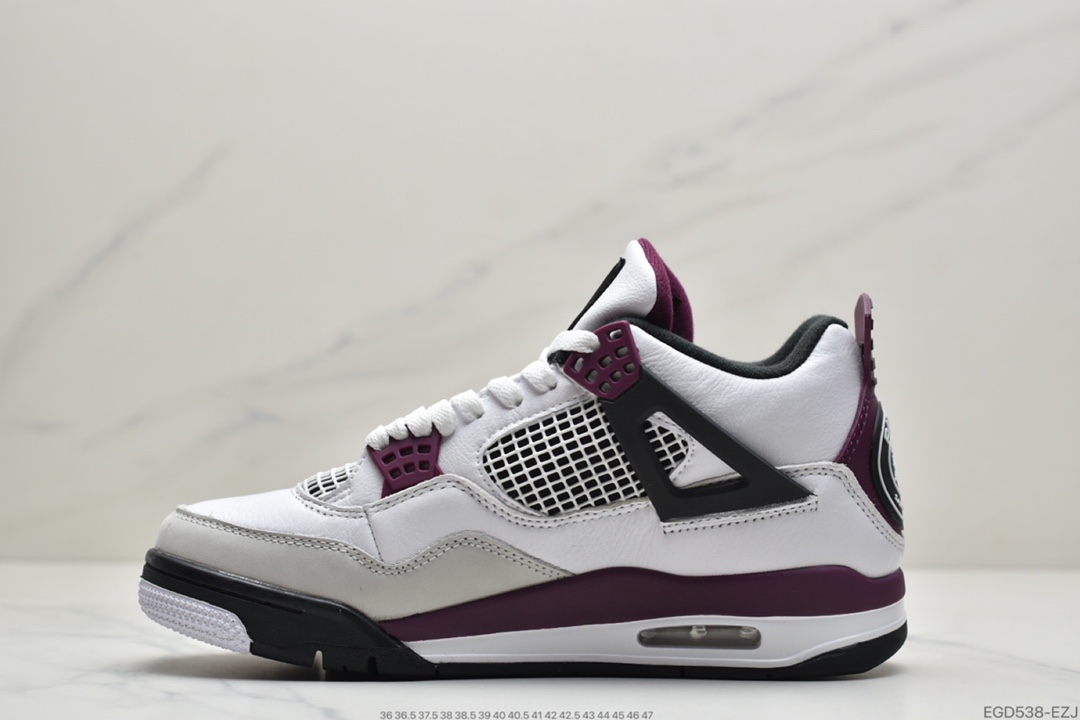 400 乔丹Air Jordan AJ4 Retro PSG 大巴黎白紫红色 巴黎圣日尔曼联名 CZ5624-100