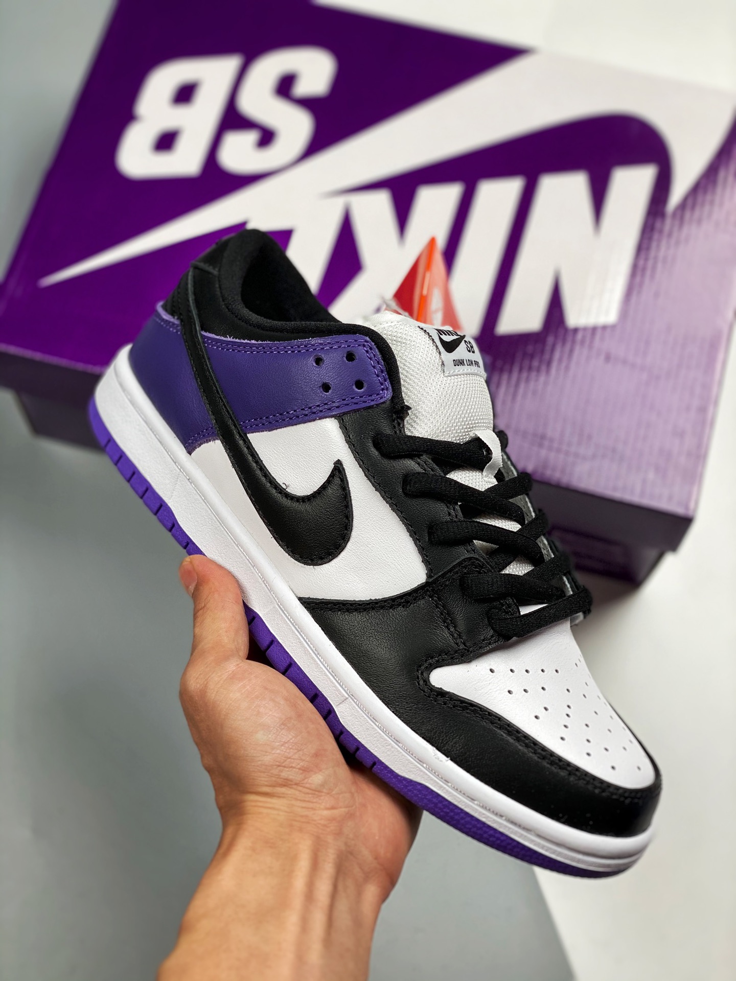 Nk Dunk SB Low Pro "Court Purple" negro-púrpura color sincronizado, fotos reales de envío en primer lanzamiento, calida…