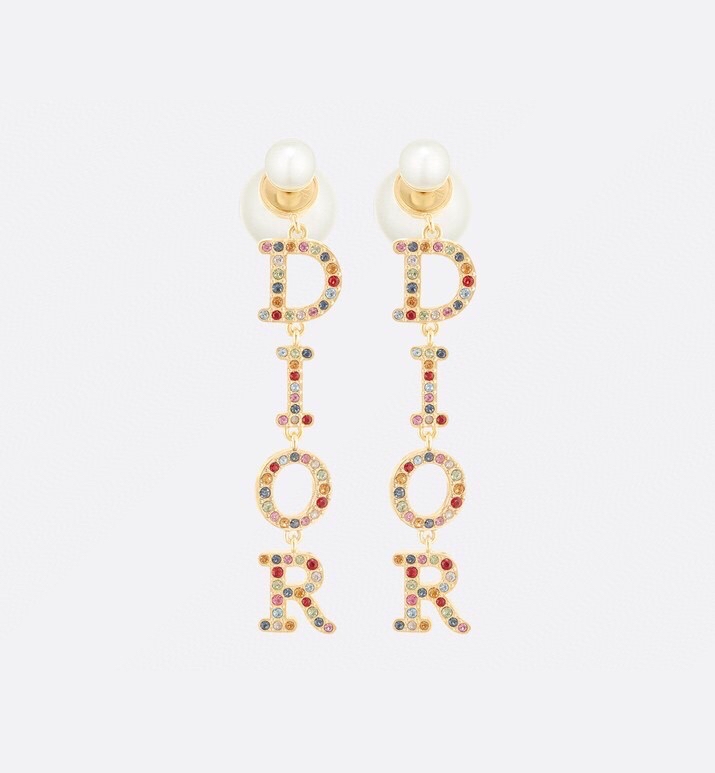 dior tribales pearl letter drop earrings