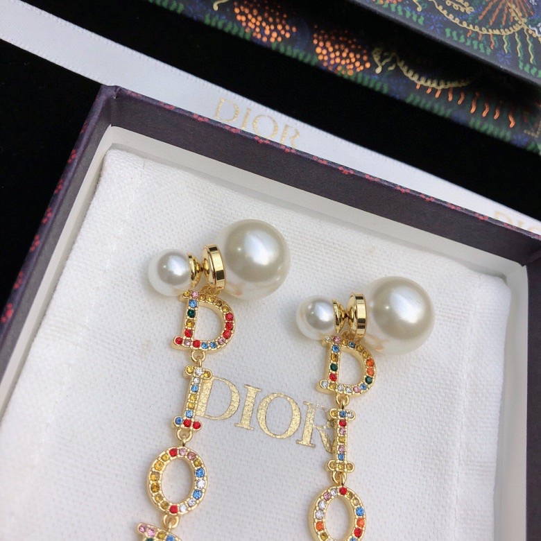 dior tribales pearl letter drop earrings