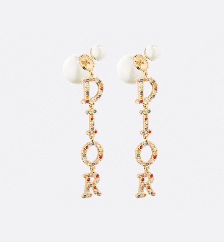 dior tribales pearl letter drop earrings