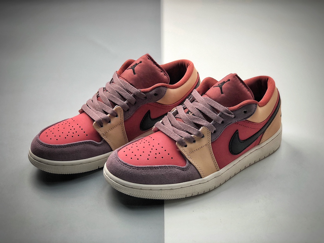 200 乔丹 Khaki24 Air Jordan 1 low AJ1 红粉紫 奶茶红豆 乔丹一代 经典低帮文化百搭休闲运动篮球鞋DC0774-602