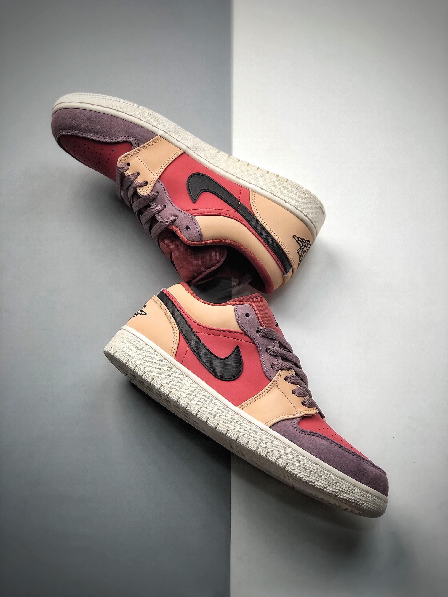 200 乔丹 Khaki24 Air Jordan 1 low AJ1 红粉紫 奶茶红豆 乔丹一代 经典低帮文化百搭休闲运动篮球鞋DC0774-602