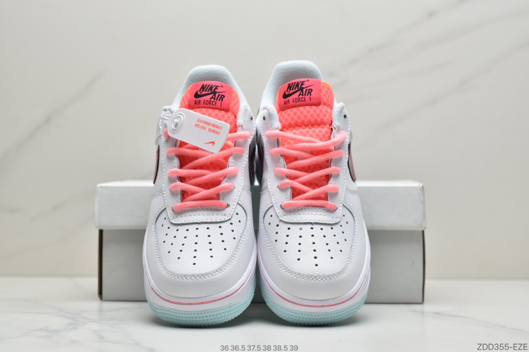 230 耐克Nike Wmns Air Force 1’07 LV8 GS”White/Black-Flash”空军一号经典低帮百搭休闲运动板鞋“皮革白蓝粉南海岸”DD7709-100