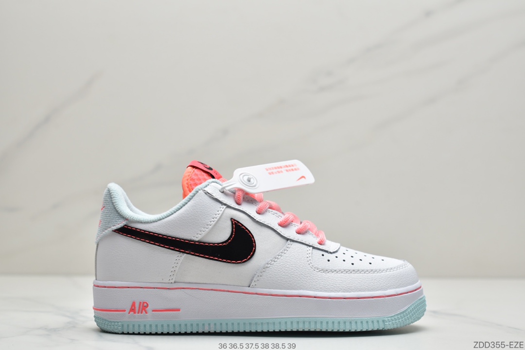 230 耐克Nike Wmns Air Force 1’07 LV8 GS”White/Black-Flash”空军一号经典低帮百搭休闲运动板鞋“皮革白蓝粉南海岸”DD7709-100