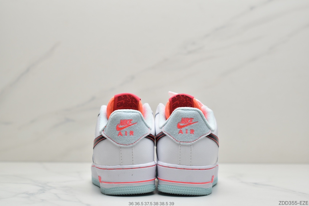 230 耐克Nike Wmns Air Force 1’07 LV8 GS”White/Black-Flash”空军一号经典低帮百搭休闲运动板鞋“皮革白蓝粉南海岸”DD7709-100