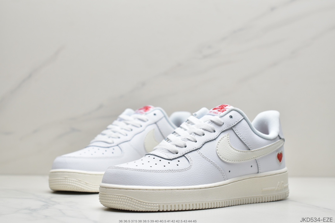 160 耐克Nike Air Force 1 Af1 Valentine“SDAY’ “ 白红爱心情人节限定 ”空军一号低帮时尚休闲运动板鞋  DD7117-100