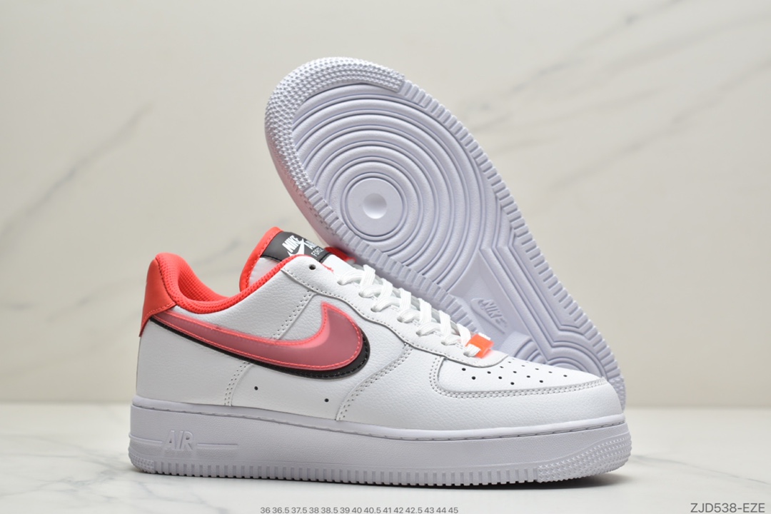 240 Nike Air Force 1’07 GS”White LT Armory Blue”空军一号经典低帮百搭休闲运动板鞋“皮革白淡蓝浅粉双钩子”CW1574-100