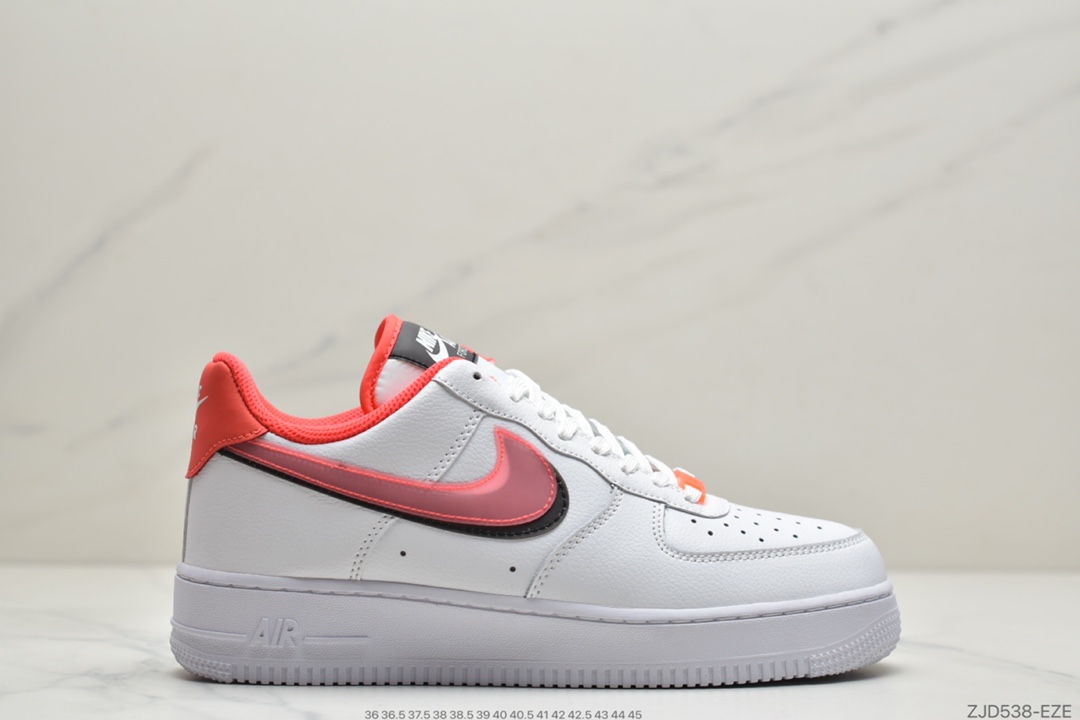 240 Nike Air Force 1’07 GS”White LT Armory Blue”空军一号经典低帮百搭休闲运动板鞋“皮革白淡蓝浅粉双钩子”CW1574-100