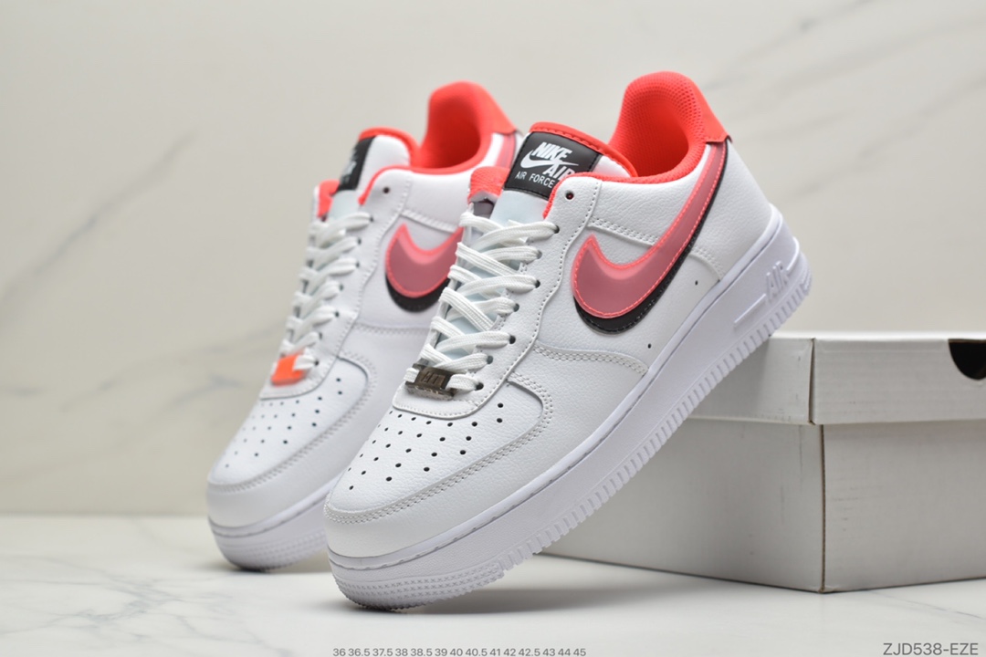 240 Nike Air Force 1’07 GS”White LT Armory Blue”空军一号经典低帮百搭休闲运动板鞋“皮革白淡蓝浅粉双钩子”CW1574-100