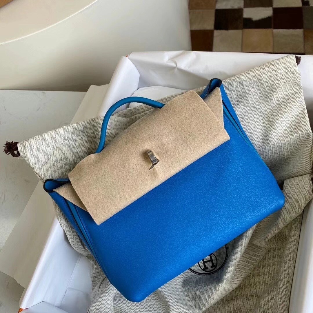 Mini 24/24 Evercolor T7 Blue Bag with Silver Buckle, Multi-Way Wear