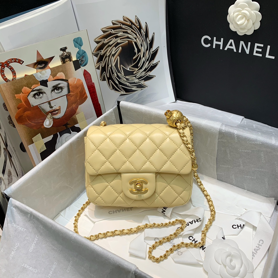 Chanel Classic Flap Bag Taschen Umhängetaschen  & Schultertaschen Gelb Ketten