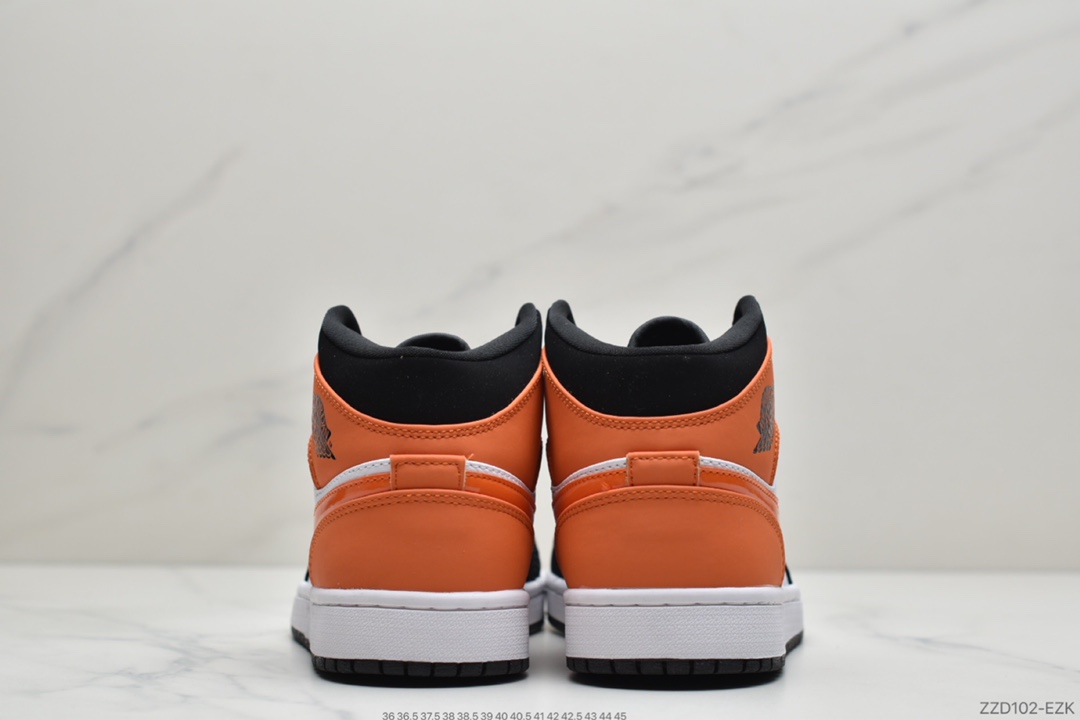 250 乔丹Air Jordan 1 Mid白橙扣碎 AJ1乔1中邦休闲板鞋554724-058