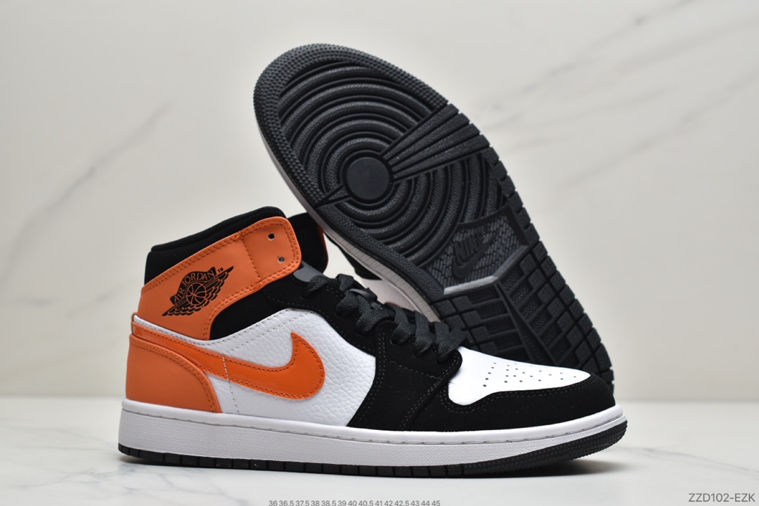 250 乔丹Air Jordan 1 Mid白橙扣碎 AJ1乔1中邦休闲板鞋554724-058