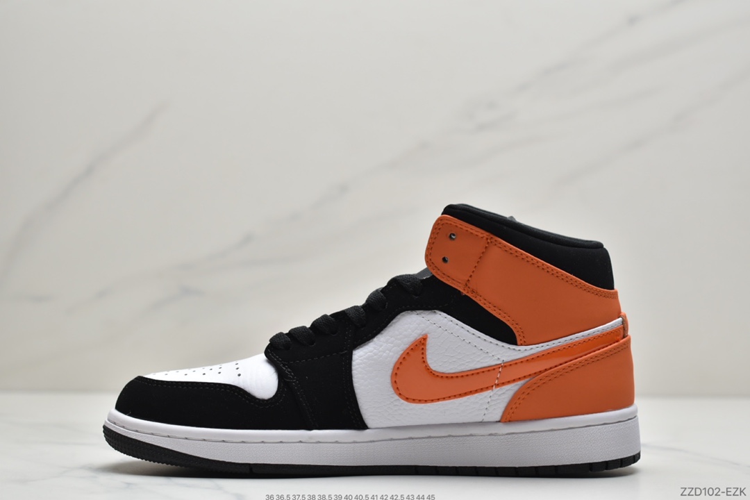 250 乔丹Air Jordan 1 Mid白橙扣碎 AJ1乔1中邦休闲板鞋554724-058