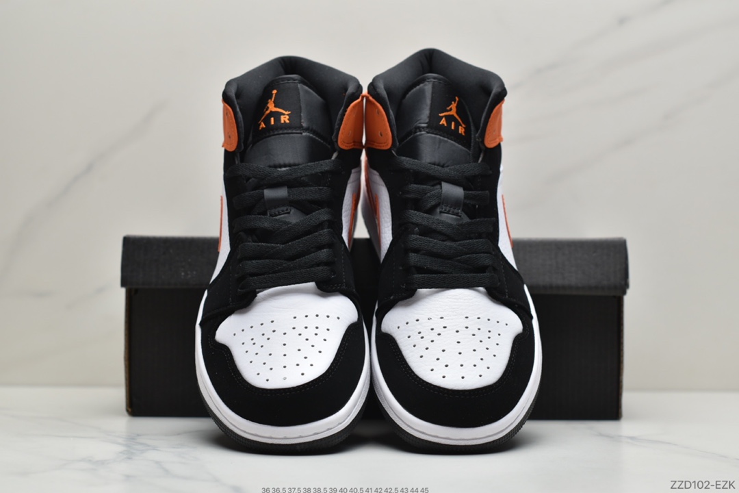 250 乔丹Air Jordan 1 Mid白橙扣碎 AJ1乔1中邦休闲板鞋554724-058