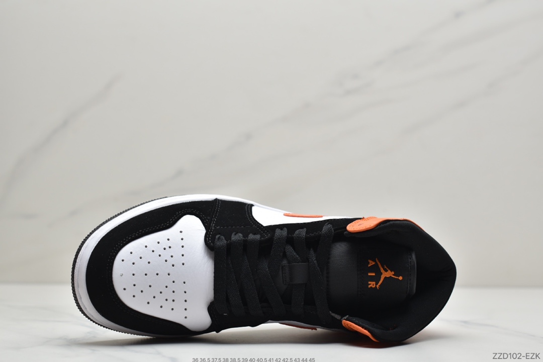 250 乔丹Air Jordan 1 Mid白橙扣碎 AJ1乔1中邦休闲板鞋554724-058