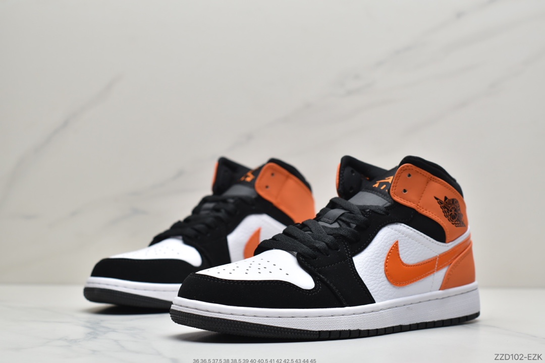 250 乔丹Air Jordan 1 Mid白橙扣碎 AJ1乔1中邦休闲板鞋554724-058