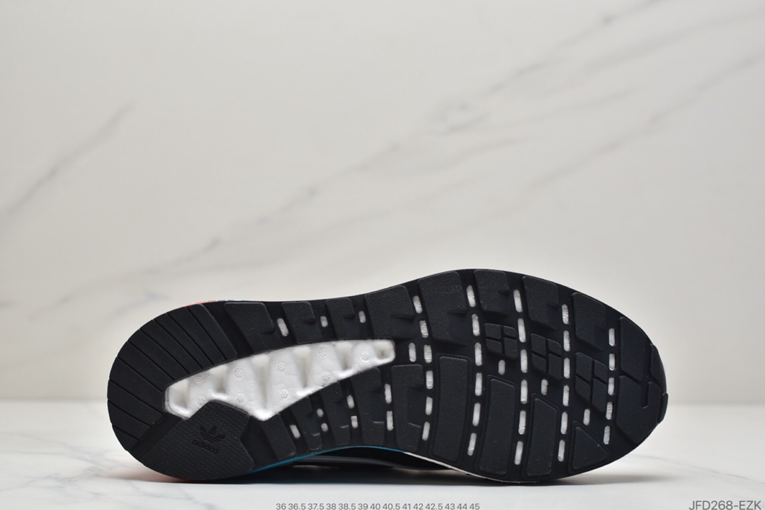 170 2020阿迪达斯Adidas ZX 2K Boost低帮高弹复古休闲运动百搭跑鞋“黑桔红渐变蓝”FZ4641