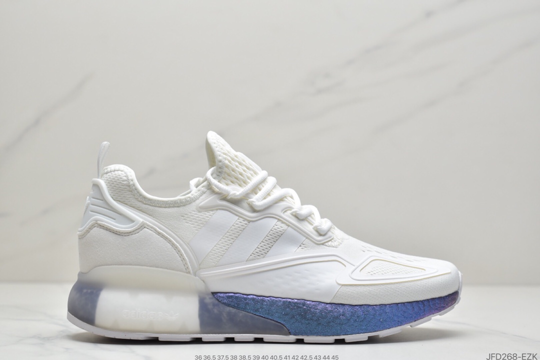 170 2020阿迪达斯Adidas ZX 2K Boost低帮高弹复古休闲运动百搭跑鞋“黑桔红渐变蓝”FZ4641