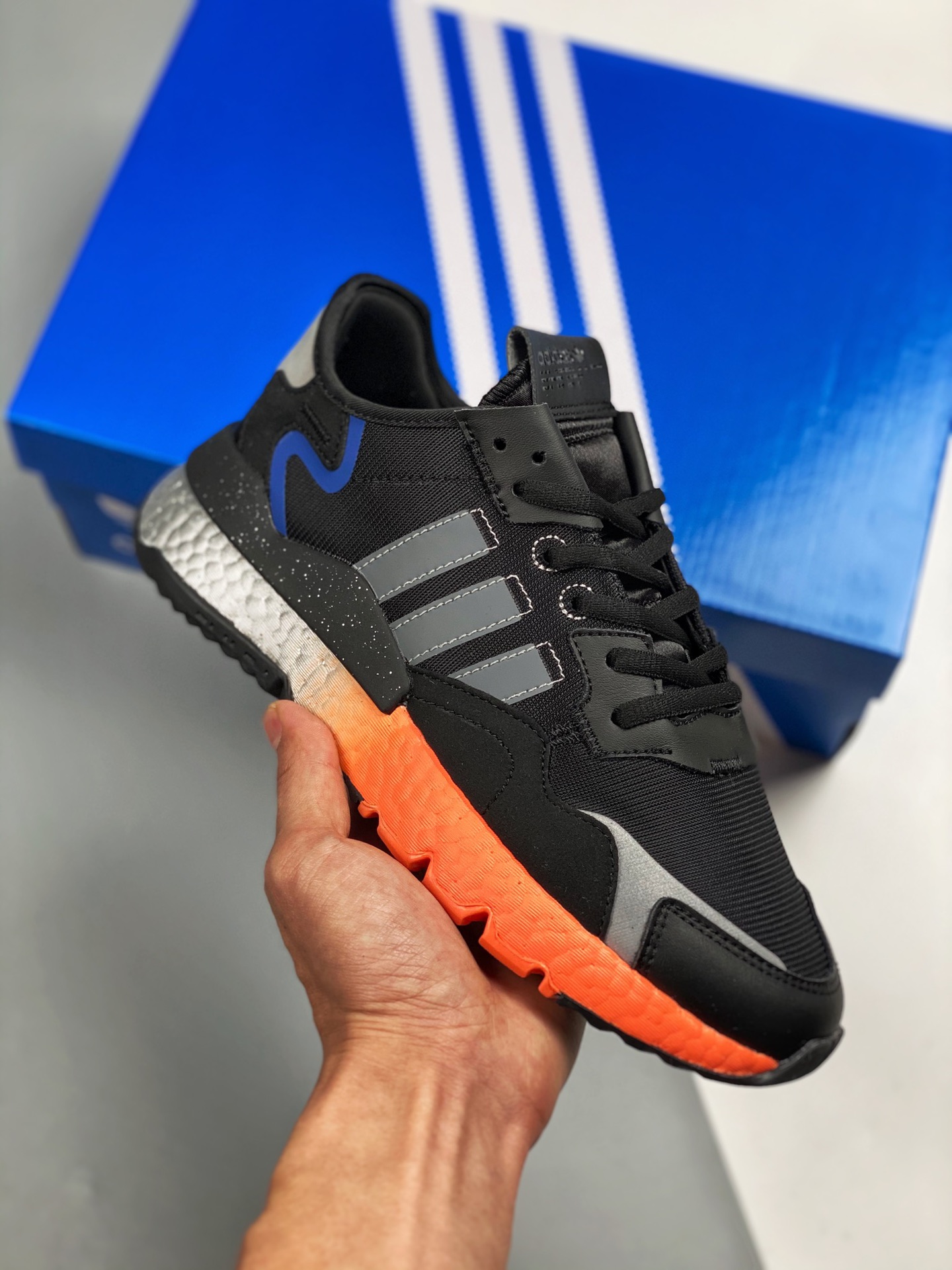 AD Nite Jogger Boost negro plateado trébol colaboración corredor nocturno número de artículo: FY3686 zapatillas de runn…