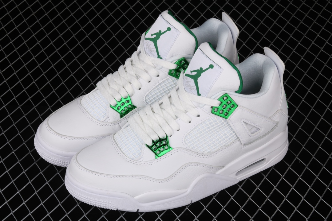 喬丹airjordan4pinegreenaj4喬4頭層白綠復古籃球鞋ct8527113