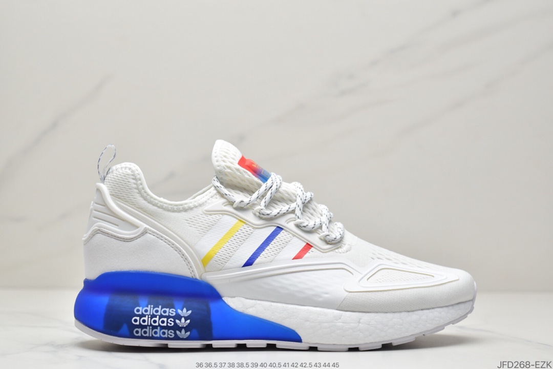 170 Adidas阿迪达斯 缓震跑鞋 易烊千玺同款 Adidas Originals ZX 2K Boost 全新爆米花缓震休闲运动跑鞋FZ3323