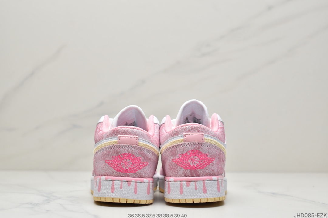 190 Air Jordan 1 Low GS“Paint Drip”粉冰淇淋鞋CW7104-601