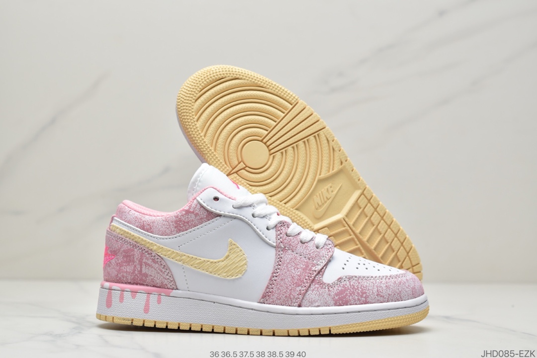 190 Air Jordan 1 Low GS“Paint Drip”粉冰淇淋鞋CW7104-601