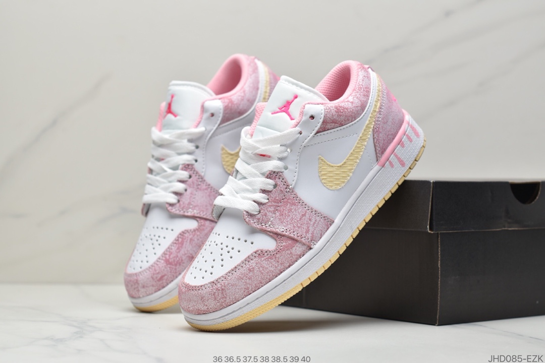190 Air Jordan 1 Low GS“Paint Drip”粉冰淇淋鞋CW7104-601