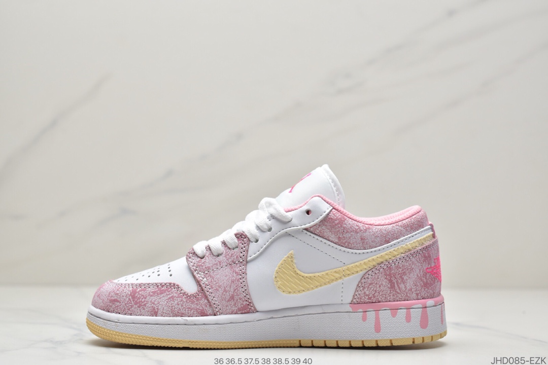 190 Air Jordan 1 Low GS“Paint Drip”粉冰淇淋鞋CW7104-601