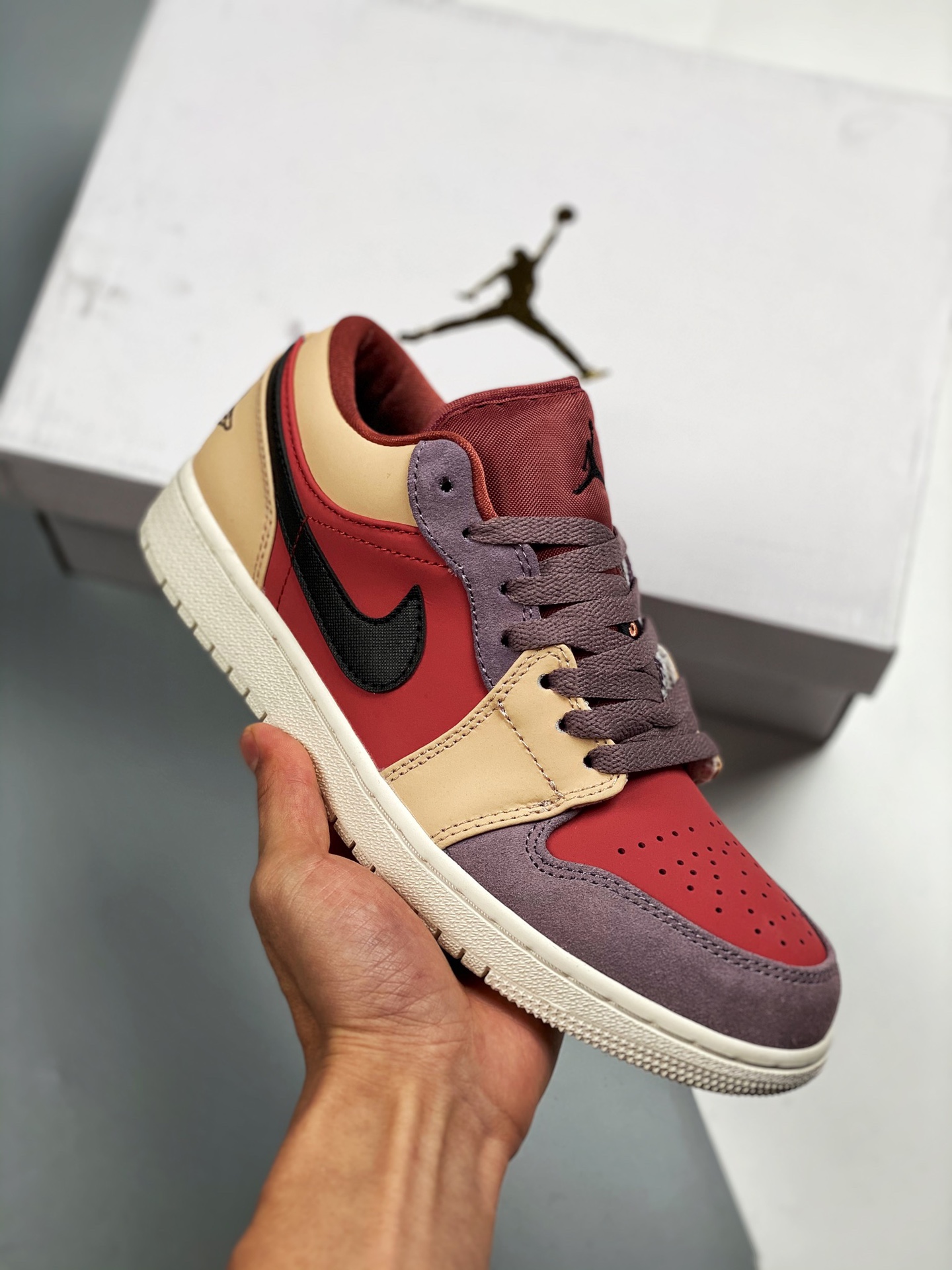 Air Jordan 1 Low rojo rosa morado combinación color oficial sincronizado producto de nivel original rechaza suela públi…